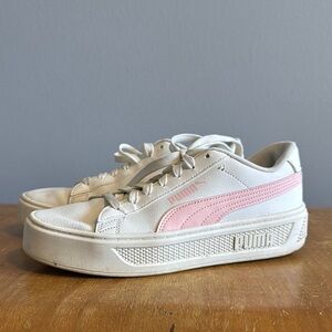 Puma Women's White and Pink Sneakers